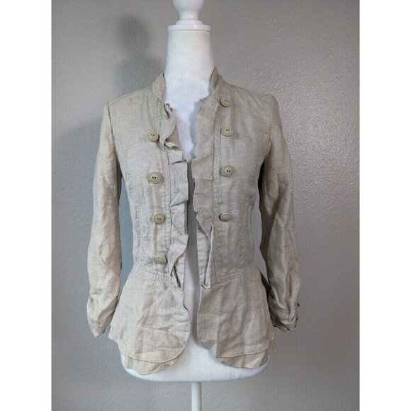 Maurices Jacket Womens Size Small Linen Blend Floral Lace - Picture 1 of 10